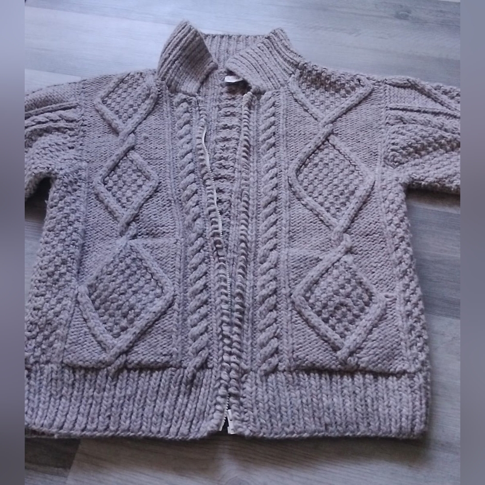 Cozy Cable Knit Cardigan,100% Wool